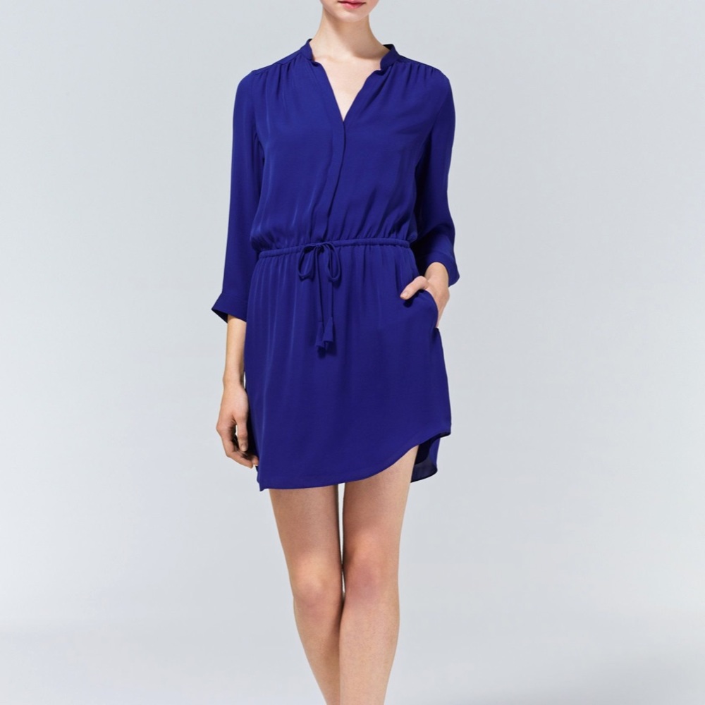 Aritzia babaton Bennett silk dress blue XXS